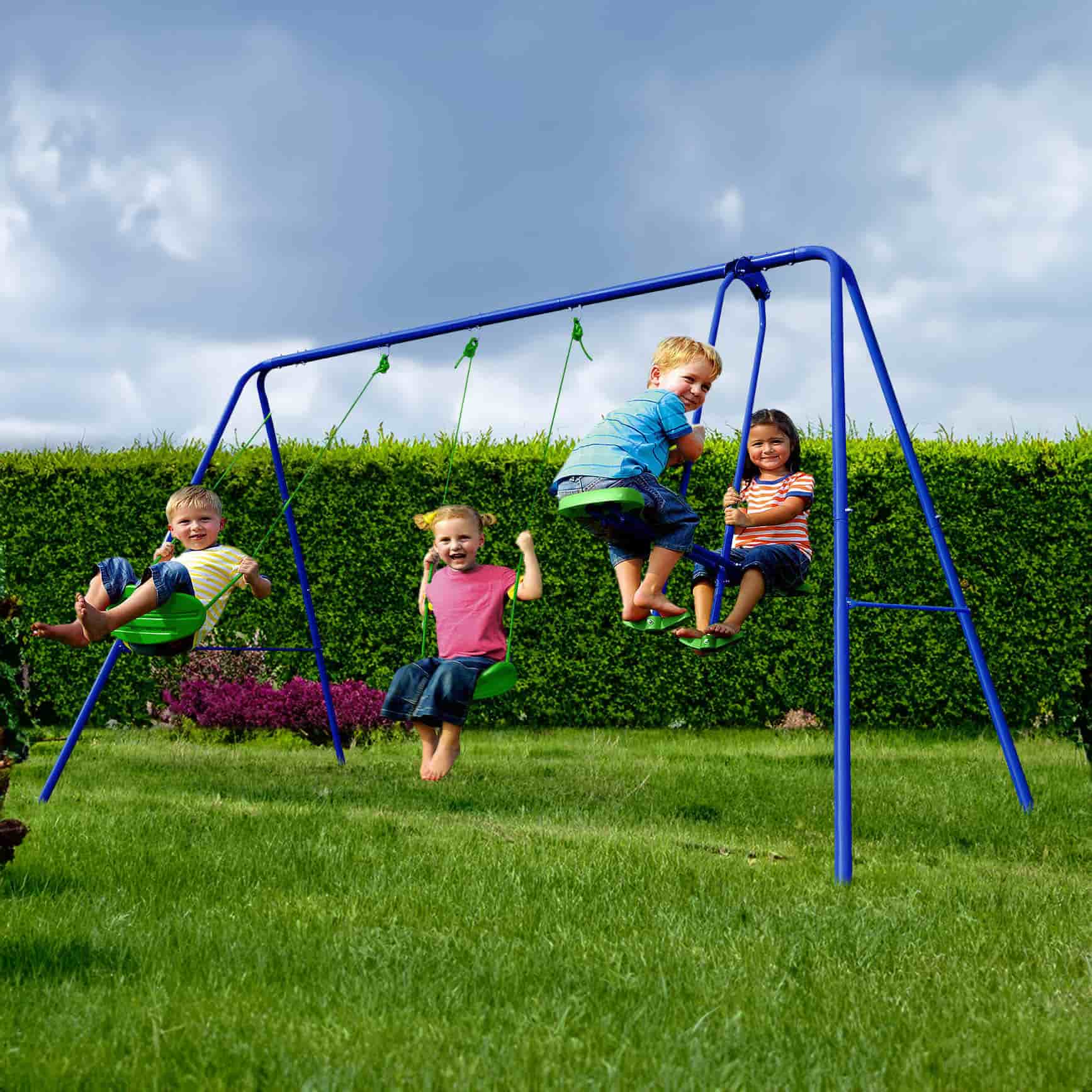 Balanço infantil metal 280x140x180 cm. 2 assentos + balancim. Outdoor Toys Balanço infantil metal 280x140x180 cm. 2 assentos + balancim. Outdoor Toys - Image 2