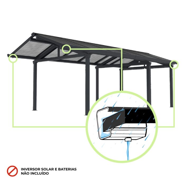 Marquise fotovoltaica para carro 3,40 x 7,12 x 2,77m Becquerel I