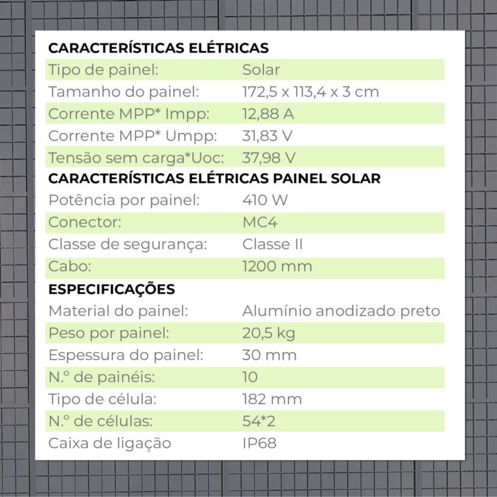 Marquise fotovoltaica para carro 3,31 x 5,96 x 3,50m Becquerel II