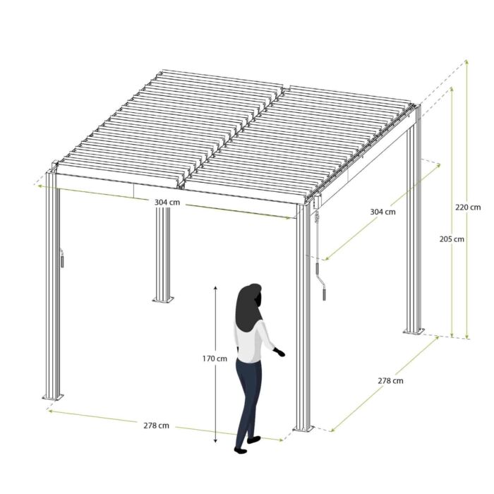 Pérgola de jardim bioclimática 3x3m (9m²) Hampshire imitação madeira