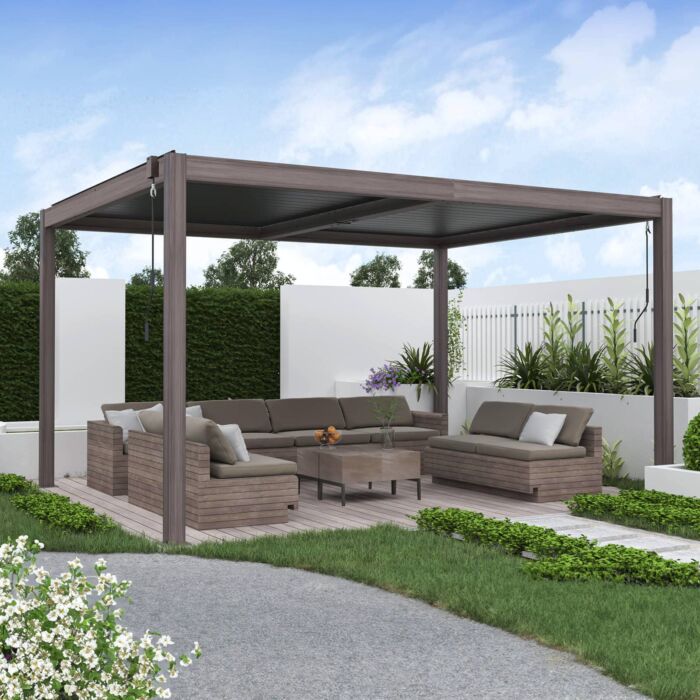 Pérgola de jardim bioclimática 3x4m (12m²) Hampshire imitação madeira