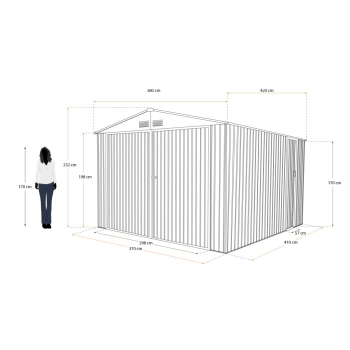 Garagem metálica 3,80 x 4,20 x 2,32m (15,96 m²) Surrey imitação de madeira