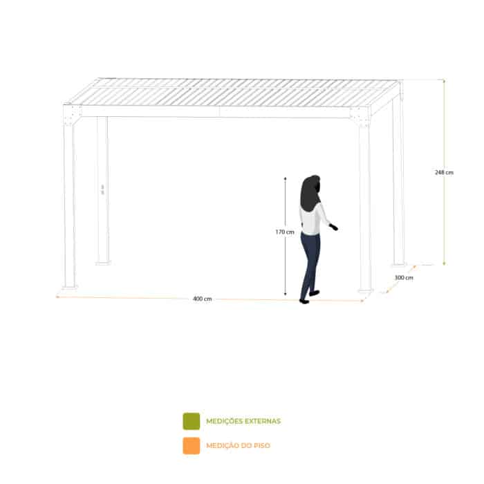 Pérgola de jardim automatizada 4x3m (12 m²) Somerset branca