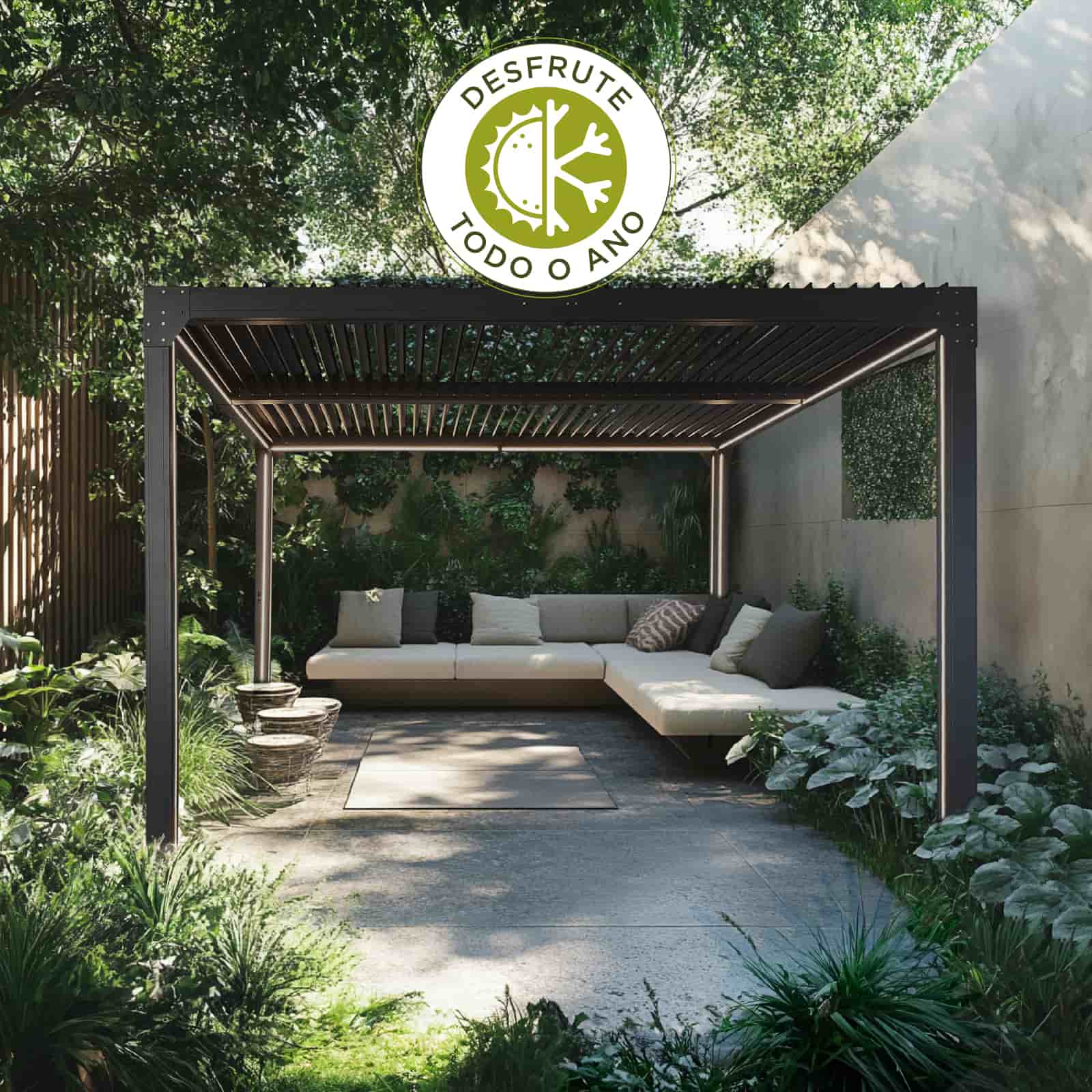 Pérgola de jardín automatizada 4x3m (12 m2) Somerset antracita Pérgola de jardín automatizada 4x3m (12 m2) Somerset antracita - Image 2