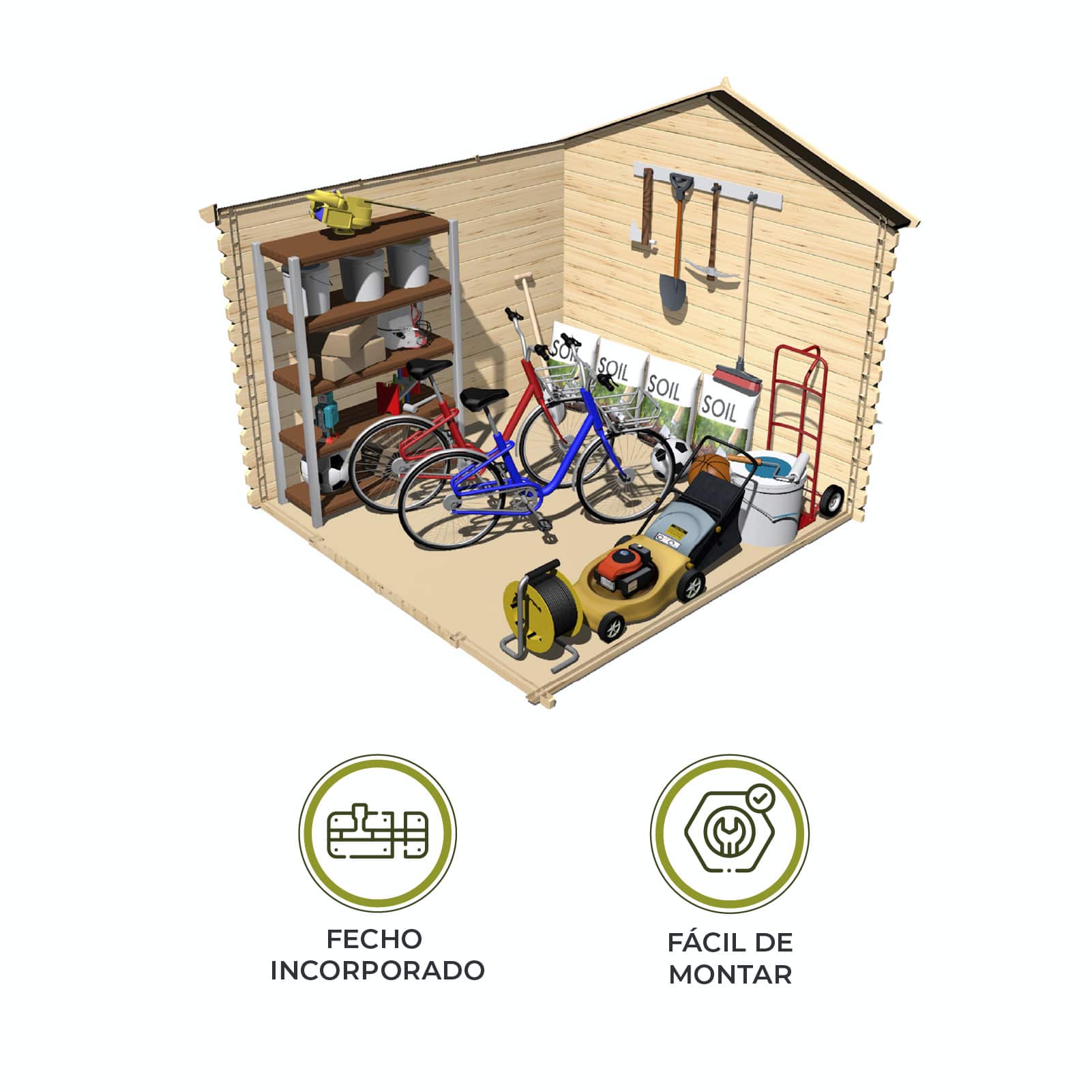 Abrigo de jardim com encaixe macho-fêmea 256x266x183/236 cm (6.8 m2) Dimitri Abrigo de jardim com encaixe macho-fêmea 256x266x183/236 cm (6.8 m2) Dimitri - Image 6