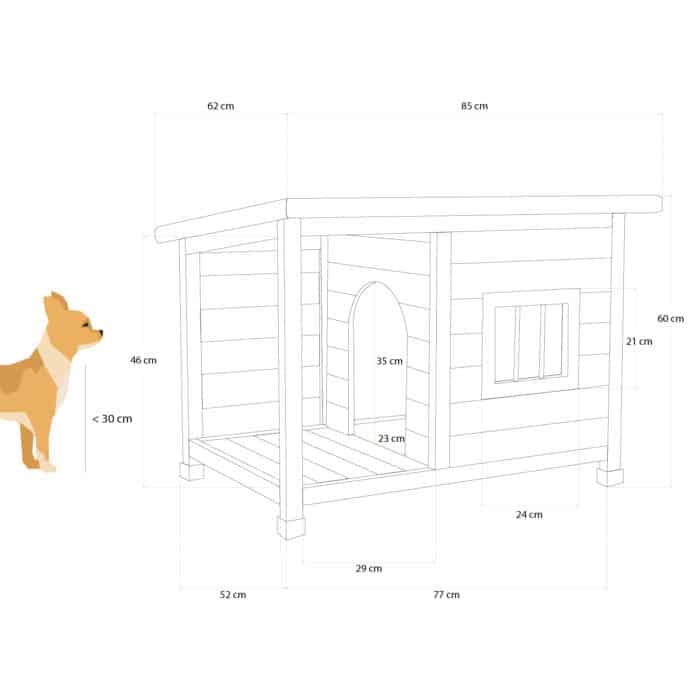 Casota de madeira para cão 85x58x60 cm Dona