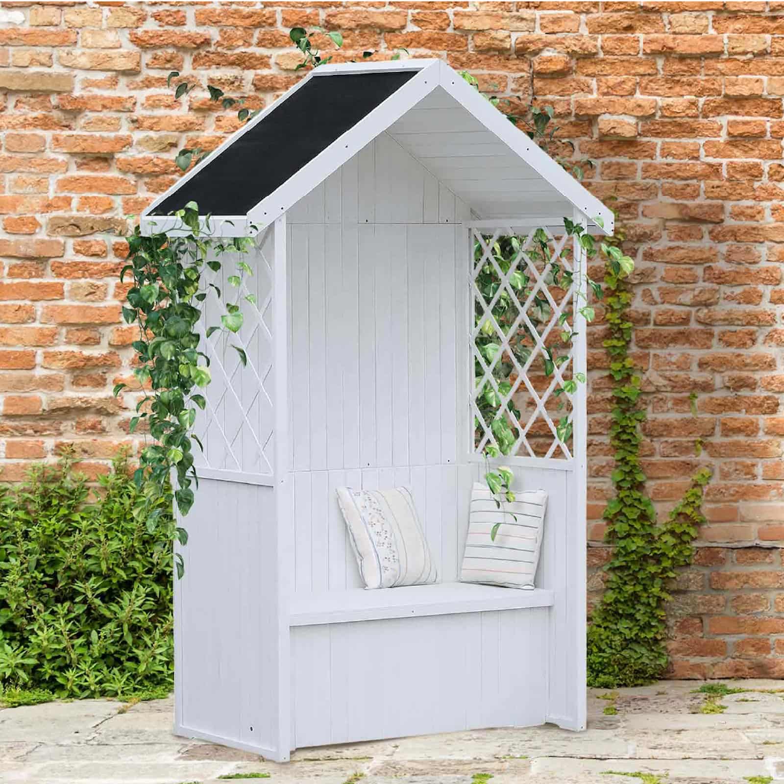 Banco de madeira com marquise 141 x 76 x 225 cm Chloe Branco Banco de madeira com marquise 141 x 76 x 225 cm Chloe Branco - Image 2