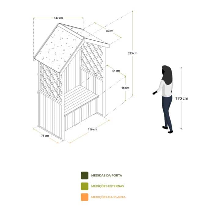 Banco de madeira com marquise 141 x 76 x 225 cm Chloe Branco