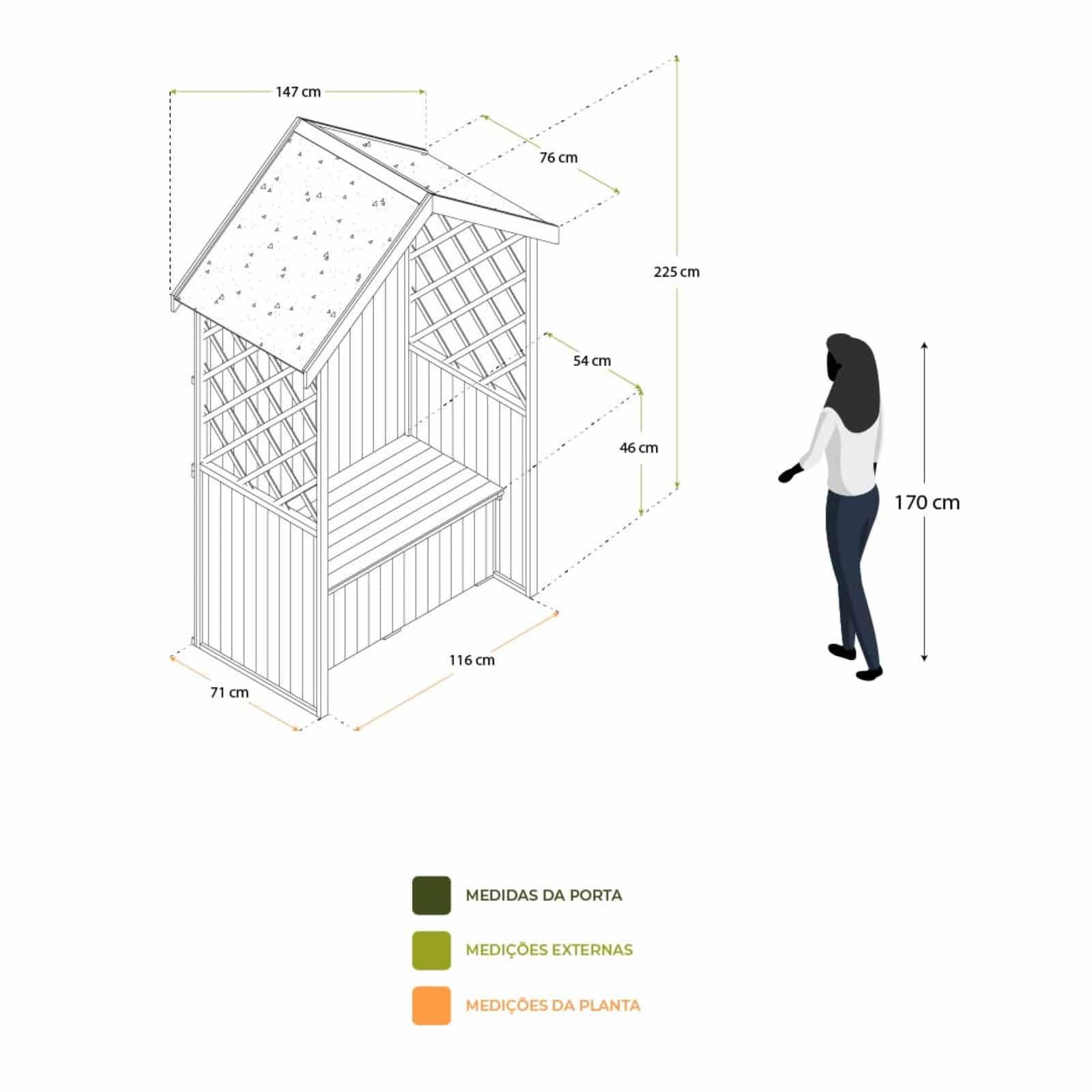 Banco de madeira com marquise 141 x 76 x 225 cm Chloe Branco Banco de madeira com marquise 141 x 76 x 225 cm Chloe Branco - Image 4