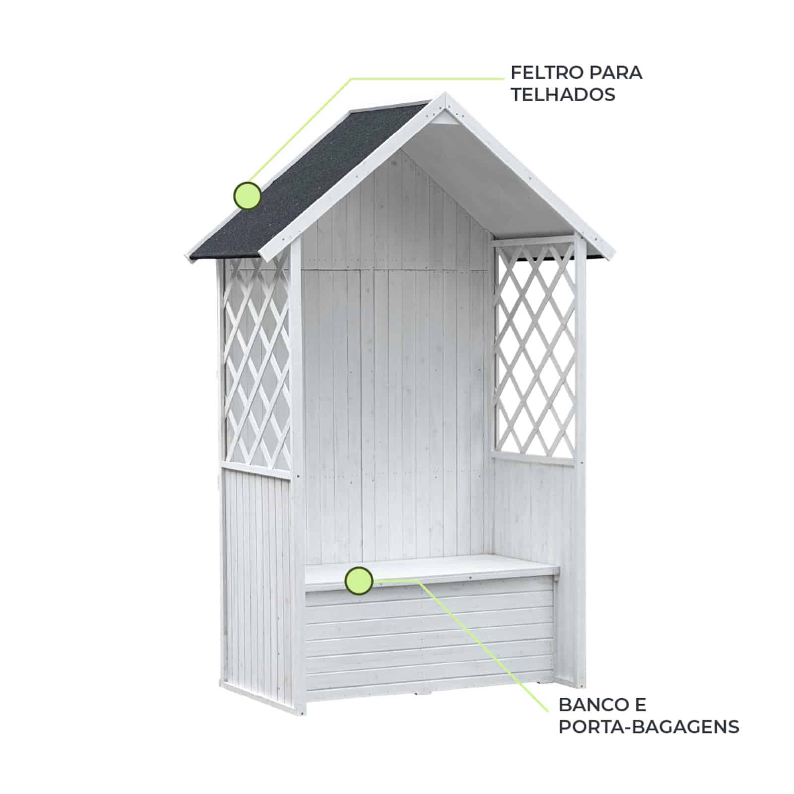 Banco de madeira com marquise 141 x 76 x 225 cm Chloe Branco Banco de madeira com marquise 141 x 76 x 225 cm Chloe Branco - Image 5