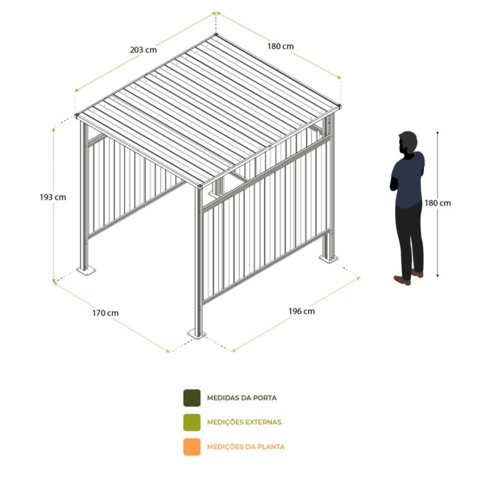 Abrigo cobertor 180x200x191 cm (3,60 m2) Samara cinza brilhante