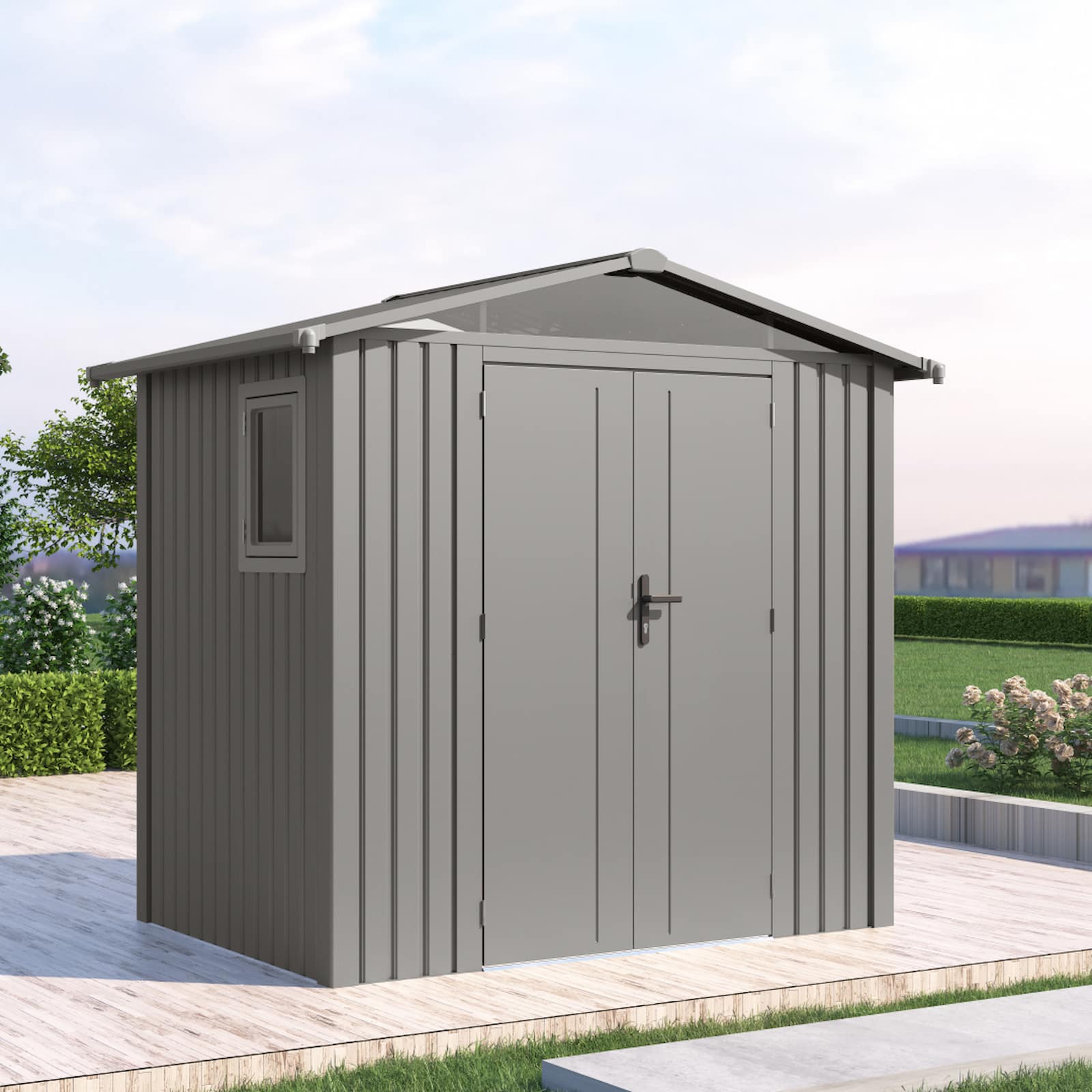 Abrigo de jardim metálica 240x168x220cm (4,03 m2) Grunewald silver grey Abrigo de jardim metálica 240x168x220cm (4,03 m2) Grunewald silver grey - Image 2