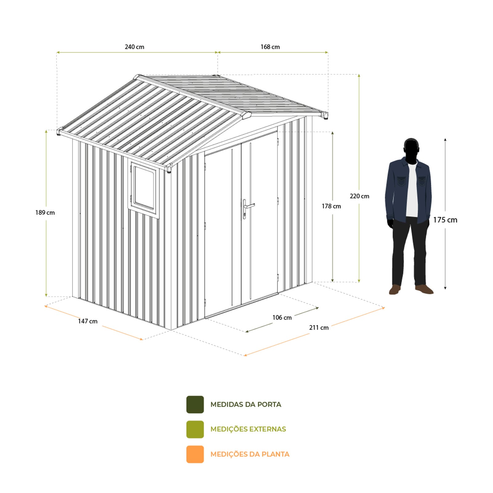 Abrigo de jardim metálica 240x168x220cm (4,03 m2) Grunewald silver grey Abrigo de jardim metálica 240x168x220cm (4,03 m2) Grunewald silver grey - Image 4