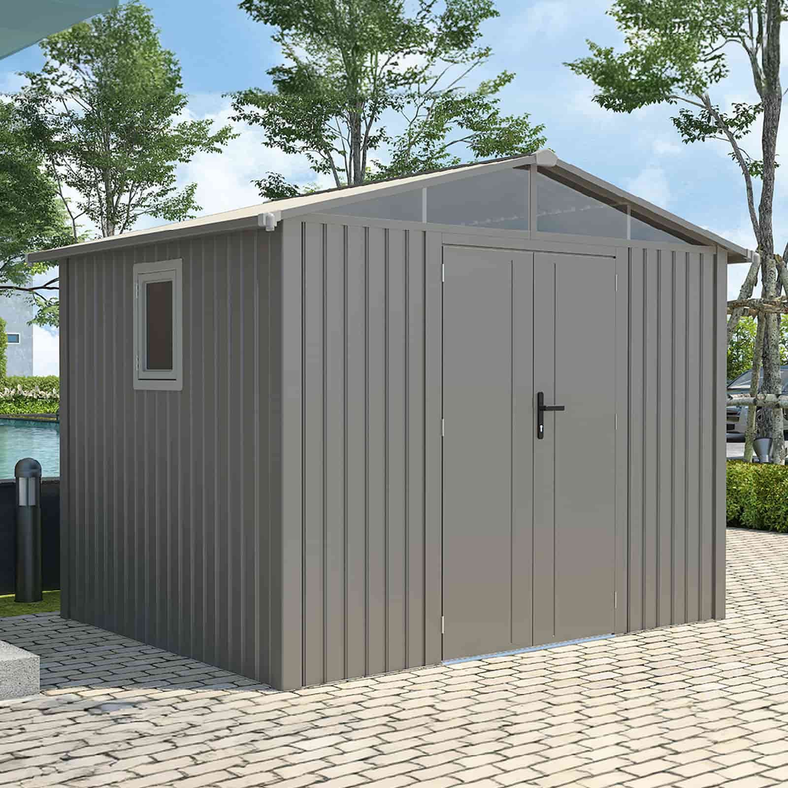 Abrigo de jardim metálica 304x232x228cm (7 m2) Grunewald silver grey Abrigo de jardim metálica 304x232x228cm (7 m2) Grunewald silver grey - Image 2