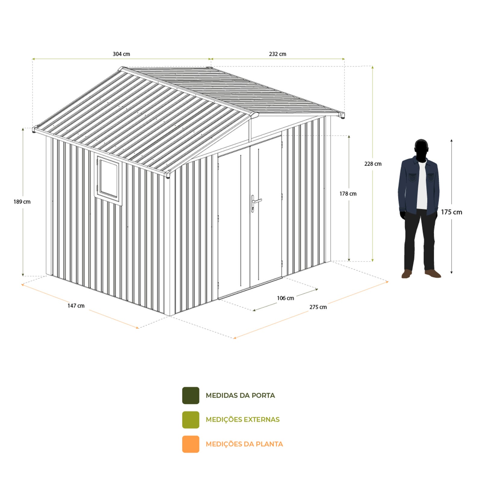 Abrigo de jardim metálica 304x232x228cm (7 m2) Grunewald silver grey Abrigo de jardim metálica 304x232x228cm (7 m2) Grunewald silver grey - Image 4