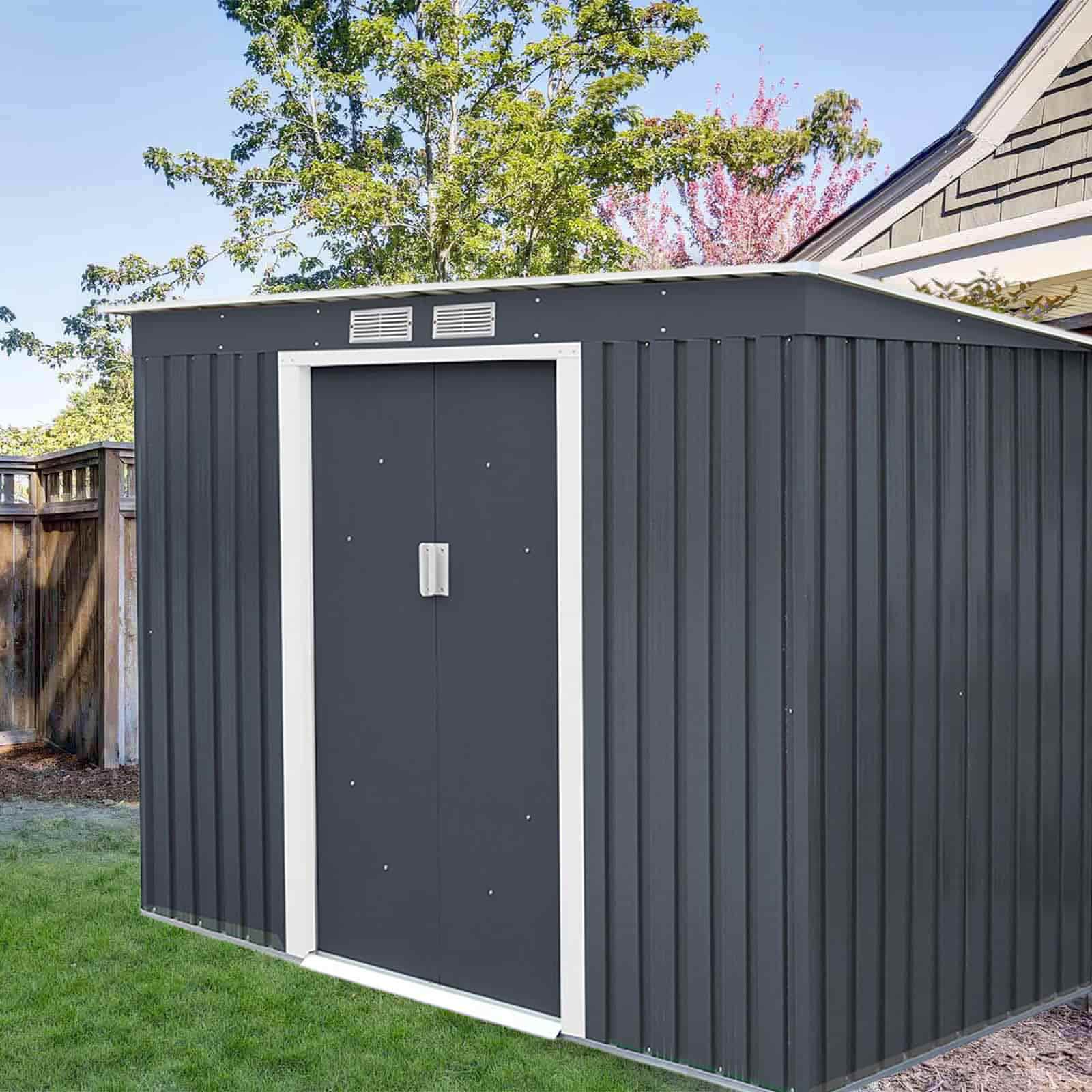 Caseta jardín metálica 261x121x176 cm (3,16 m²) Reading gris 5 Caseta jardín metálica 261x121x176 cm (3,16 m²) Reading gris - Imagen 2