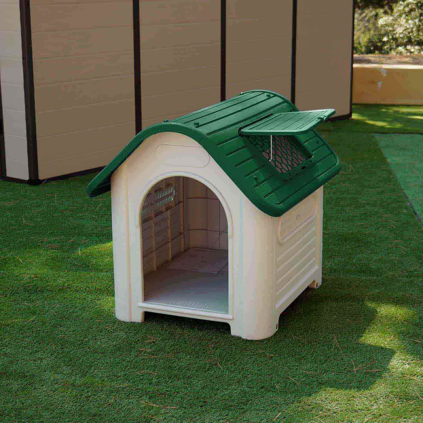 Caseta perro mediano de resina 72x87x75 cm Dakota beige/verde 8 Caseta perro mediano de resina 72x87x75 cm Dakota beige/verde - Imagen 5