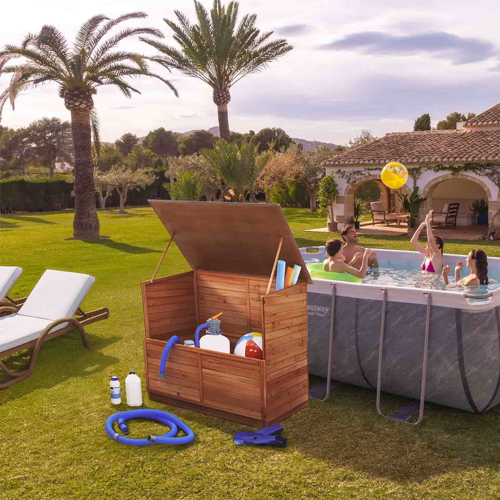 Armario exterior madera modelo arcón 91x137x120 cm Pool 5 Armario exterior madera modelo arcón 91x137x120 cm Pool - Imagen 2