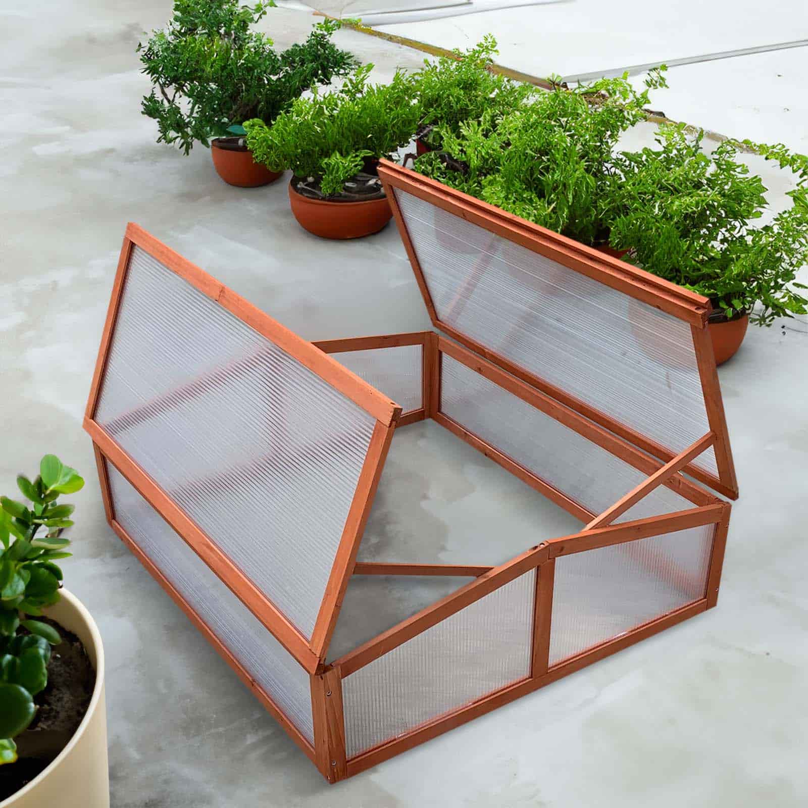 Invernadero de madera y policarbonato 90x82x32 cm Wooden II 5 Invernadero de madera y policarbonato 90x82x32 cm Wooden II - Imagen 2