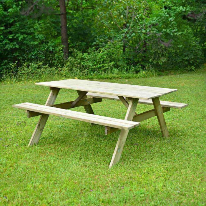 Mesa de pícnic de madera con bancos abatibles 6 personas