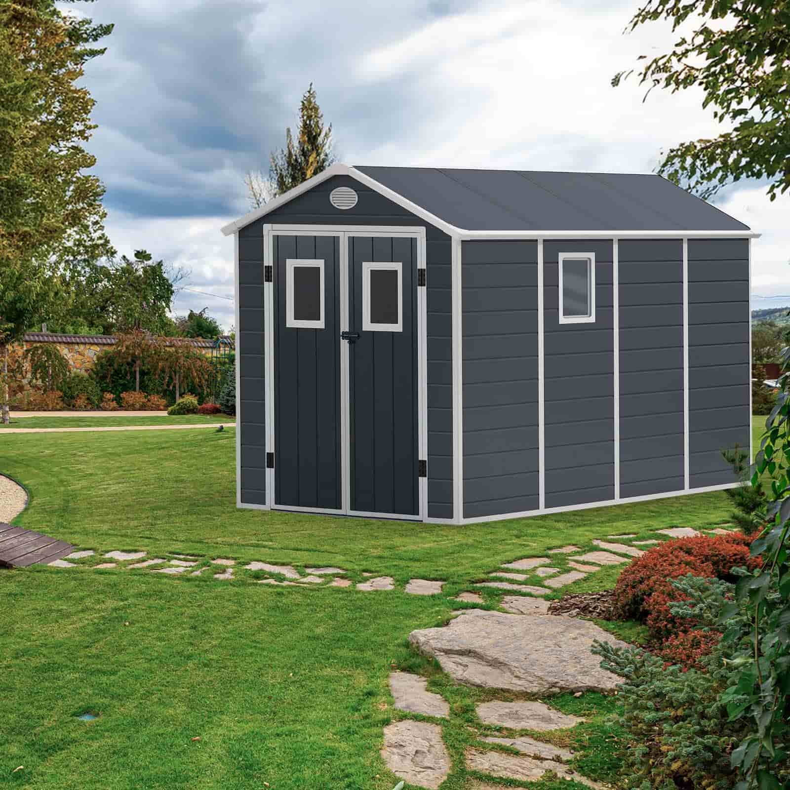 Caseta jardín resina con suelo 190x368x226 cm (6,99 m²) Zoe C gris 5 Caseta jardín resina con suelo 190x368x226 cm (6,99 m²) Zoe C gris - Imagen 2