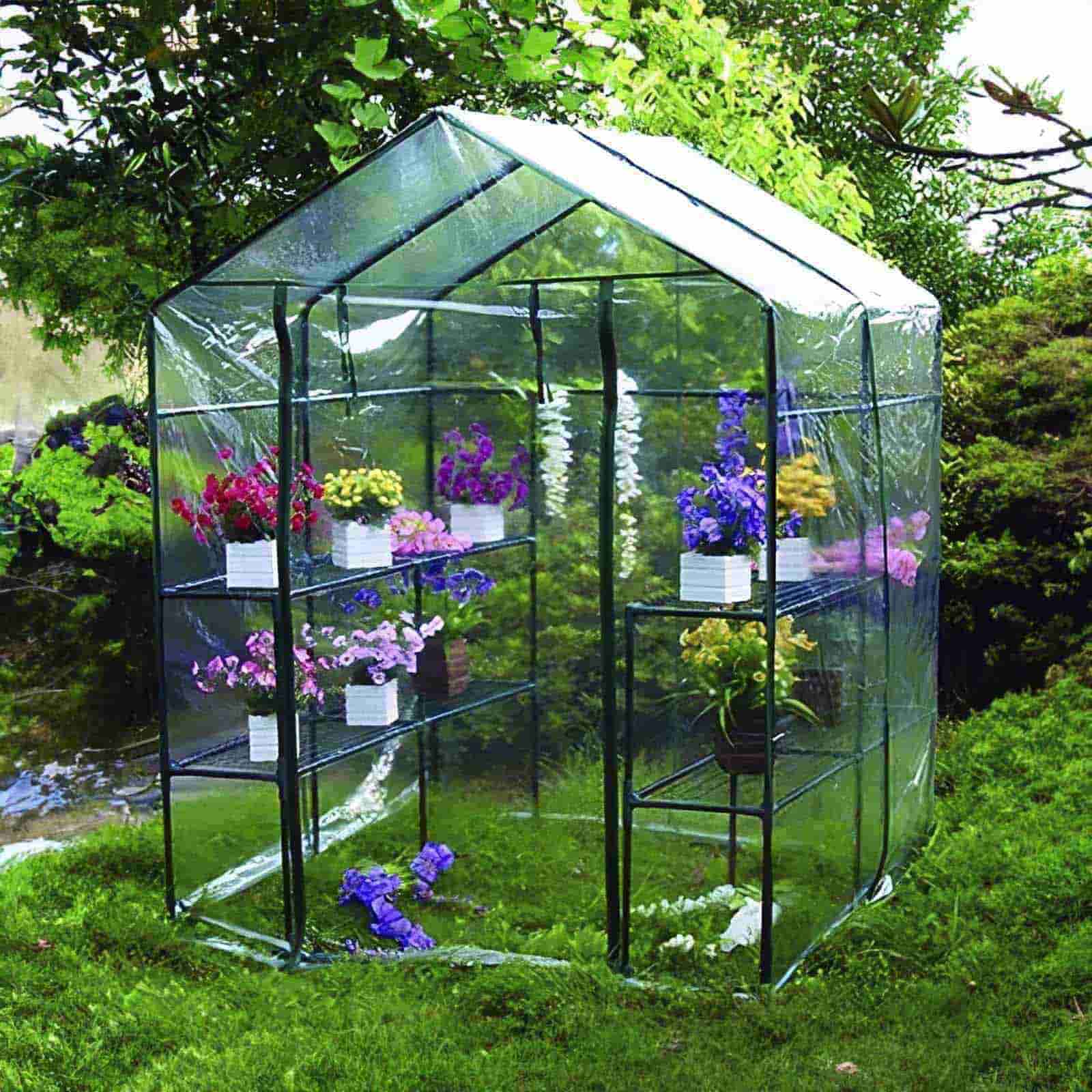 Invernadero de PVC y acero New Leaf con 4 estantes de 143x143x195 cm 5 Invernadero de PVC y acero New Leaf con 4 estantes de 143x143x195 cm - Imagen 2