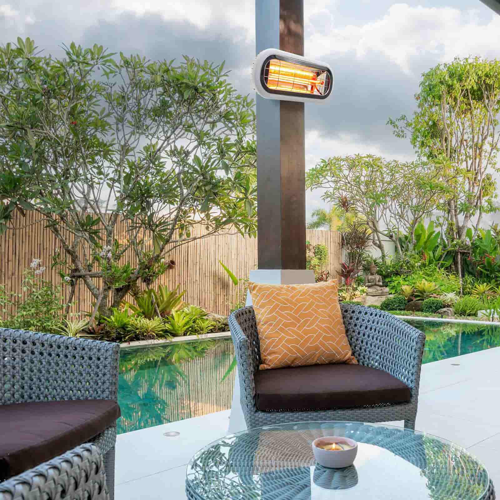 Estufa exterior de techo/pared infrarrojos 2000W KEKAI Slim White 5 Estufa exterior de techo/pared infrarrojos 2000W KEKAI Slim White