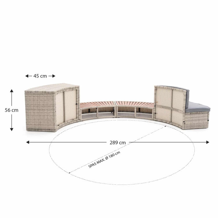 Revestimiento para spa exterior 289x45x56 cm K2O Half 29 Revestimiento para spa exterior 289x45x56 cm K2O Half