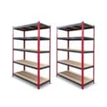 Pack 2 estanterías Rack Cargo Advance 120 con perfiles rojos, refuerzos antracita y 5 baldas de MDF