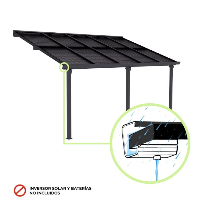 Marquesina fotovoltaica para coche 3,31 x 5,96 x 3,50m Becquerel II