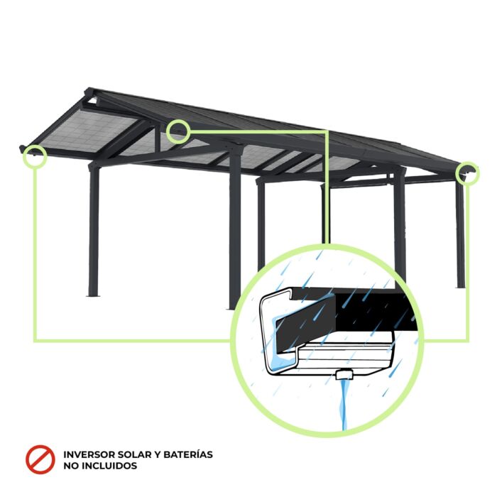 Marquesina fotovoltaica para coche 3,40 x 7,12 x 2,77m Becquerel I