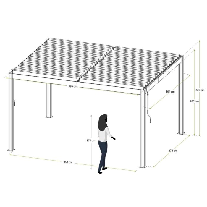 Pérgola de jardín bioclimática 3x4m (12m2) Hampshire imitación madera