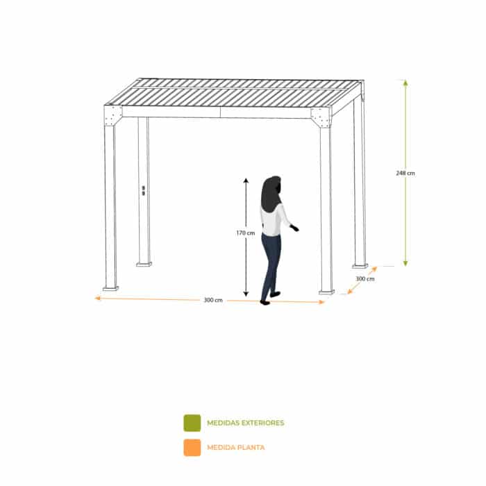 Pérgola de jardín automatizada 3x3m (9 m2) Somerset blanca