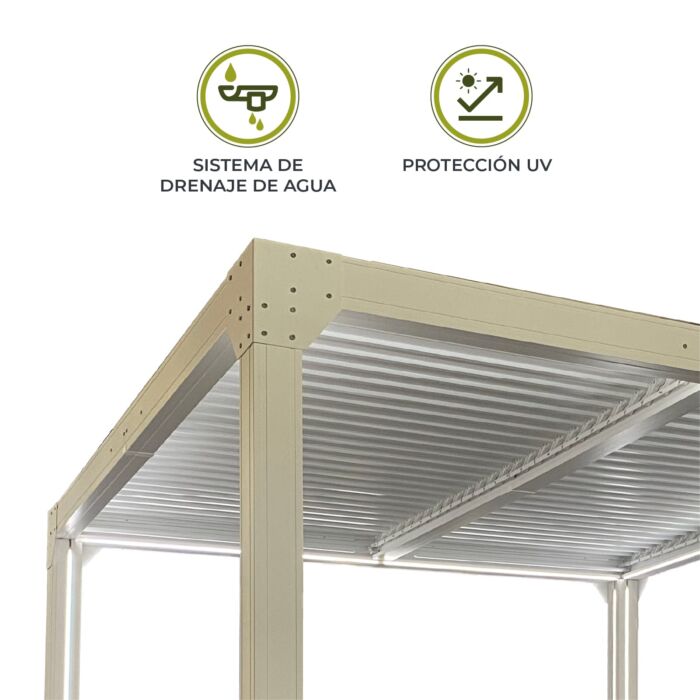 Pérgola de jardín automatizada 3x3m (9 m2) Somerset blanca