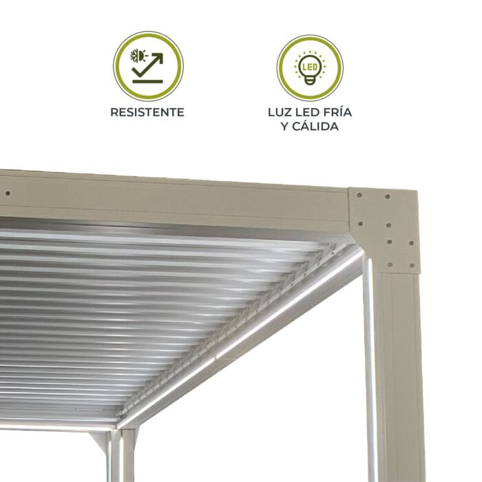 Pérgola de jardín automatizada 3x3m (9 m2) Somerset blanca