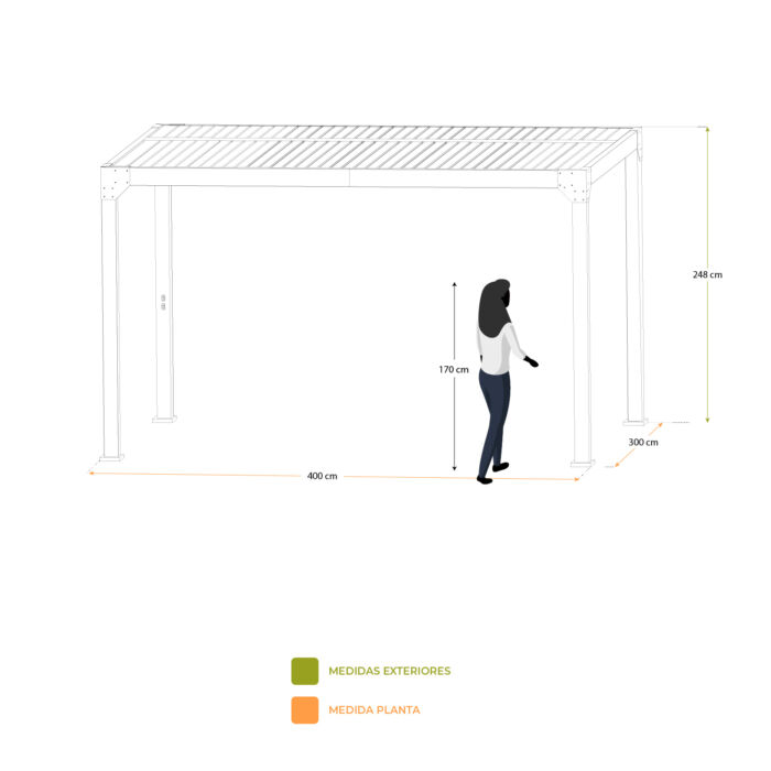 Pérgola de jardín automatizada 4x3m (12 m2) Somerset blanca