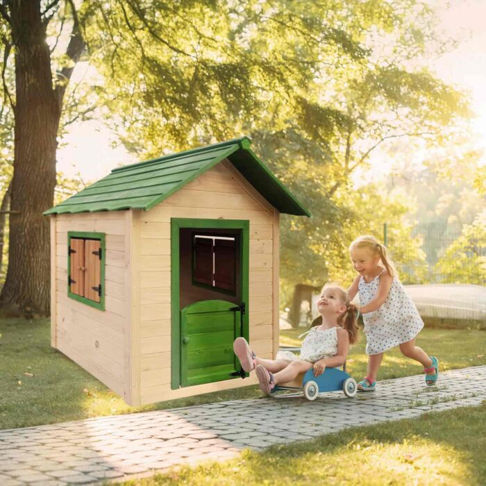 Casita infantil de madera 138x116x132 cm (1,6 m²) OUTDOOR TOYS Kela