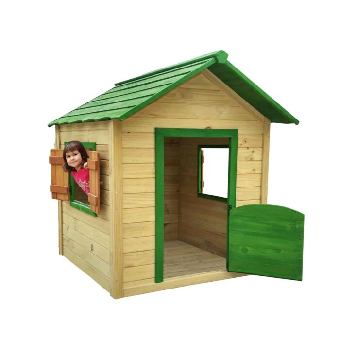 Casita infantil de madera 138x116x132 cm (1,6 m²) OUTDOOR TOYS Kela